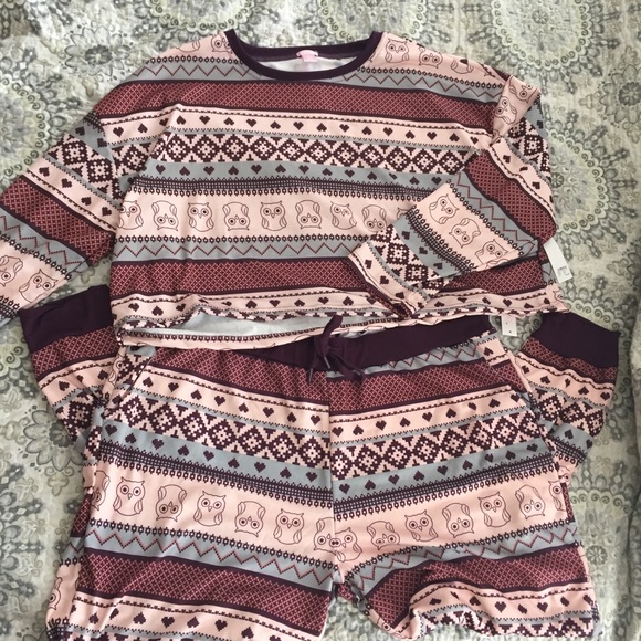Other - NWT 2 PC Owl Pajama set plus size